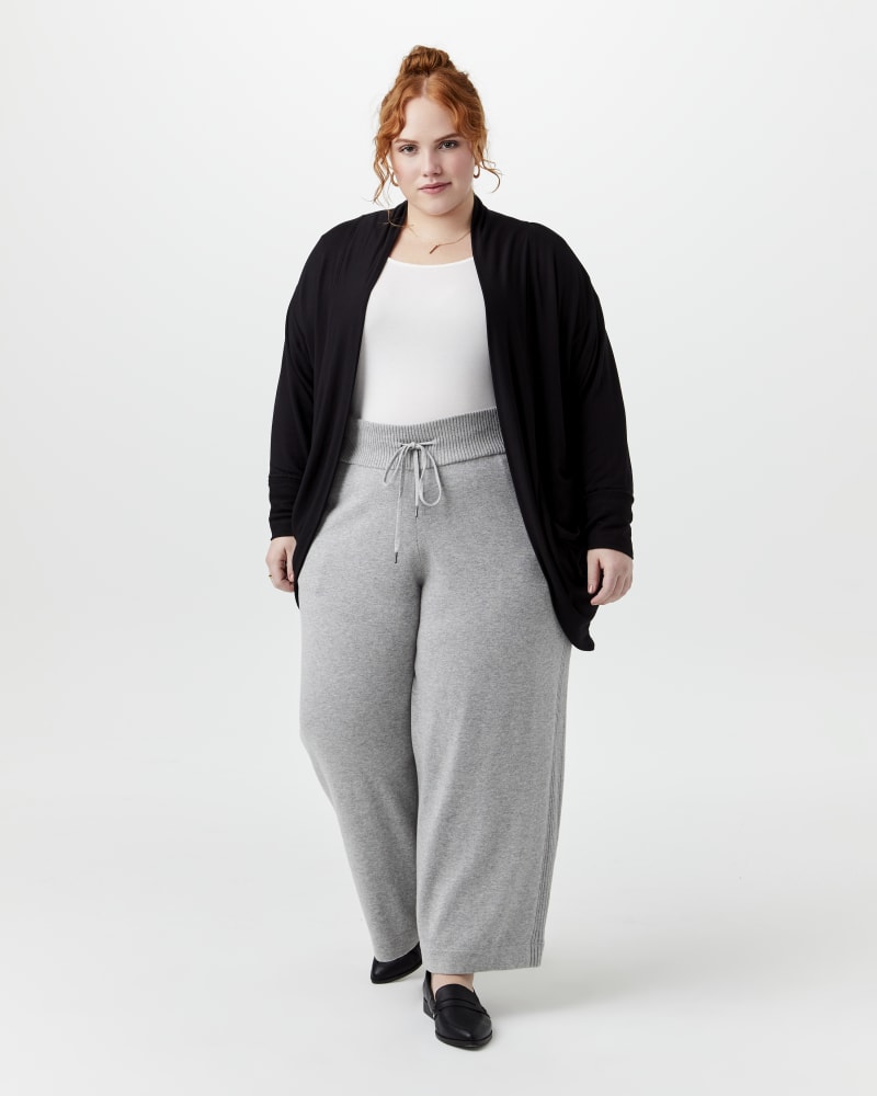 Plus size model with pear body shape wearing Tweedia Round-Hem Cardigan by Marc NY | Dia&Co | dia_product_style_image_id:147011